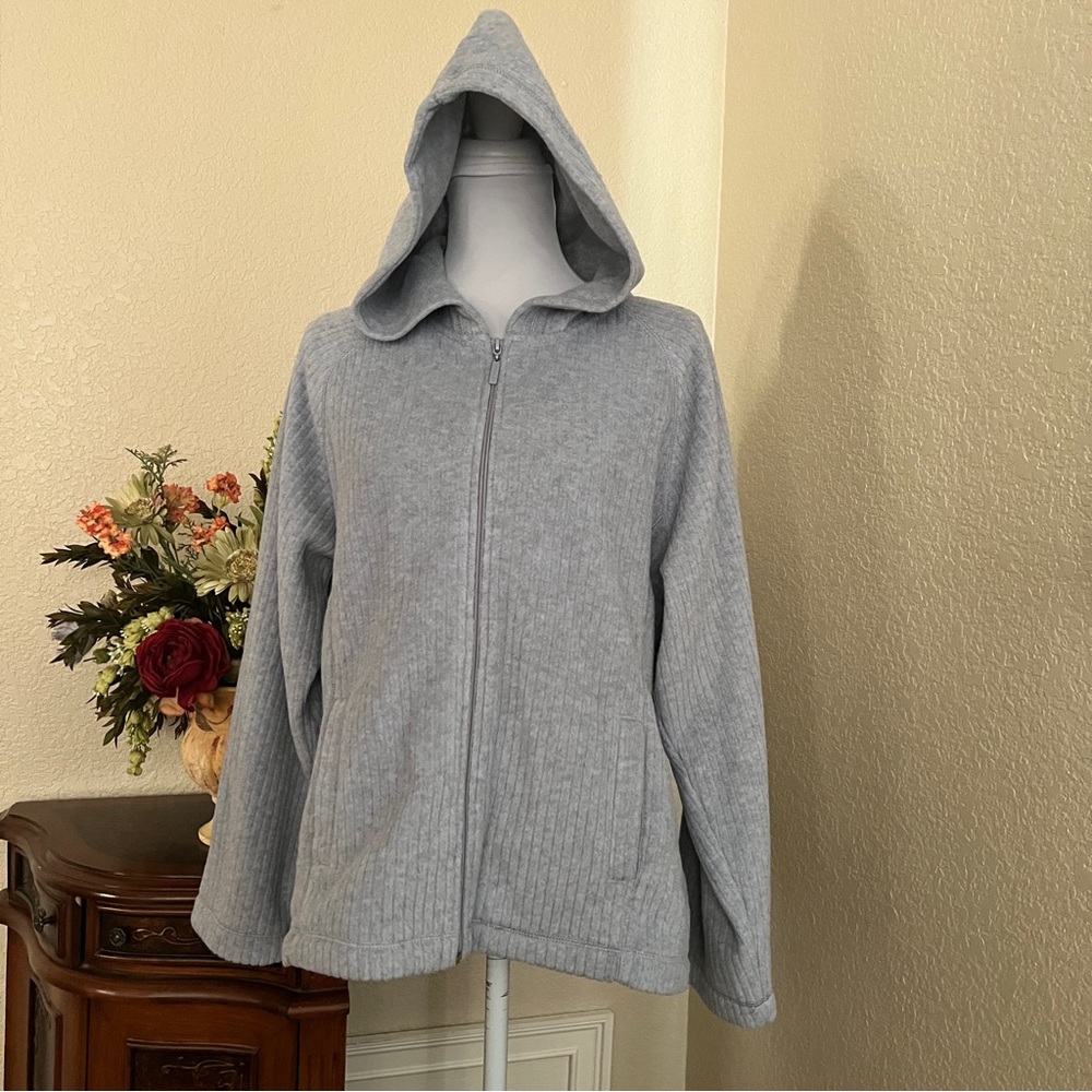 By Design Ribbed Fleece Hooded Jacket - Picture 2 of 12